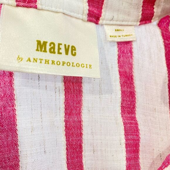 Anthropologie Maeve Amira Striped Top Ivory Pink Top Size Small - Picture 9 of 9